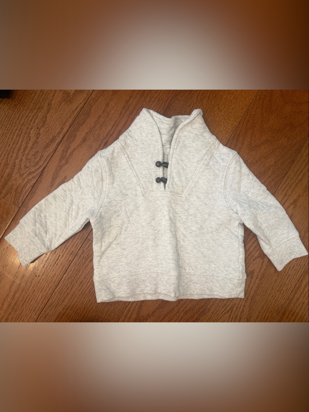 Janie & Jack Light Gray Quilted Pullover with Toggle Buttons 6-12 mo.
